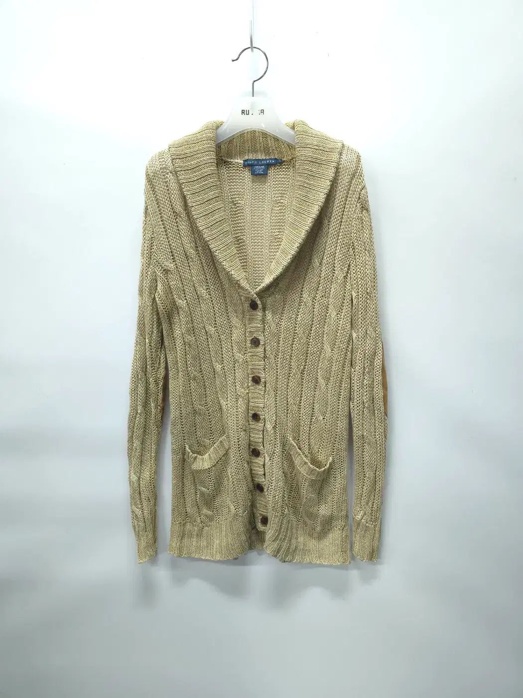 美品　90S　ポロラルフローレン　コットンリネン　ショールカラーカーディガン 90s Polo by Ralph Lauren ショールカラーカーディガン コットン