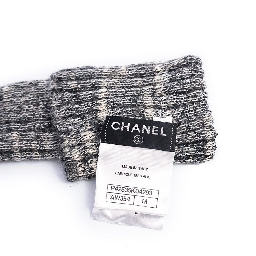 シャネル ロゴボタン アームウォーマー 手袋 グローブ Mサイズ ニット