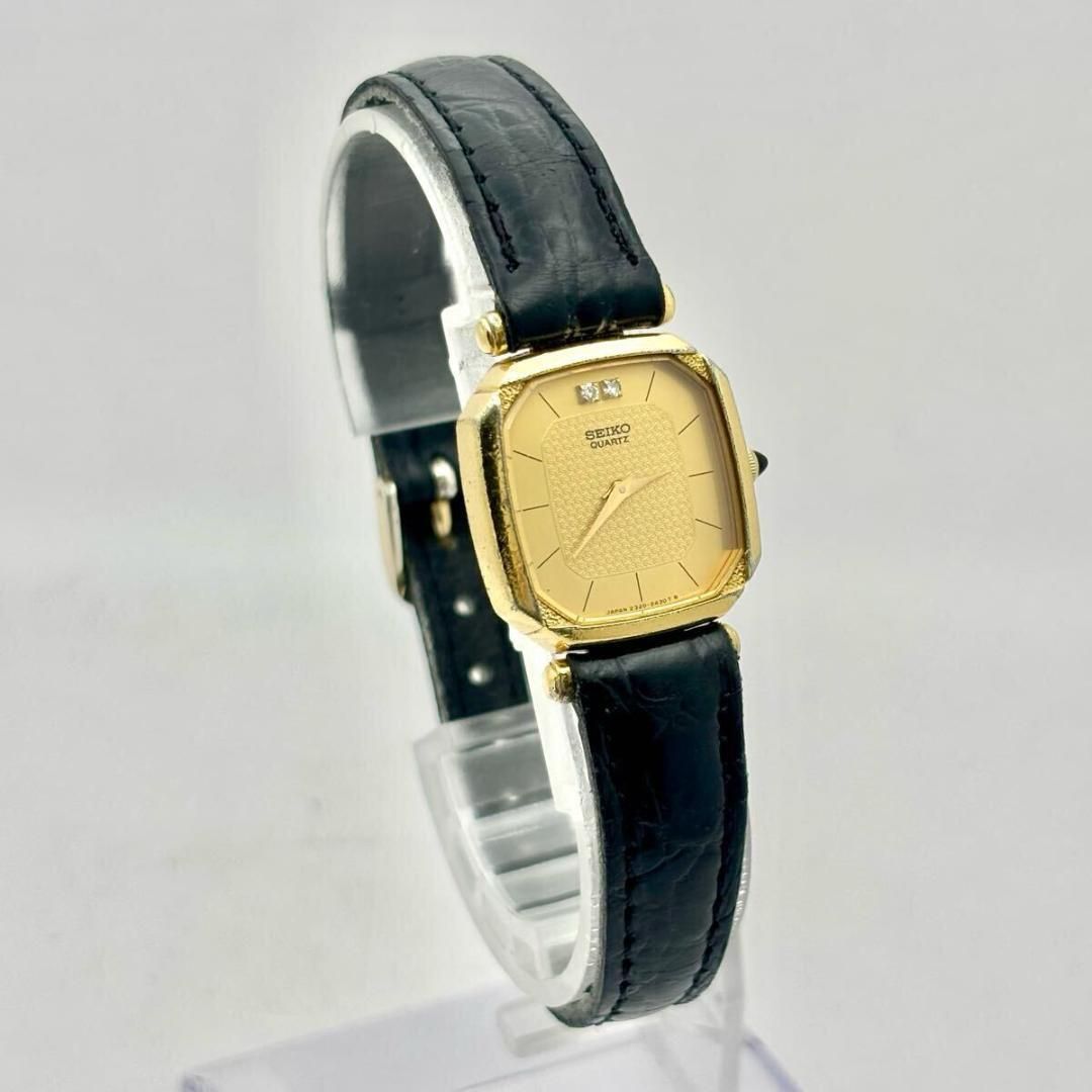 新品電池】 SEIKO セイコー 2Pダイヤ ゴールド レディース 腕時計