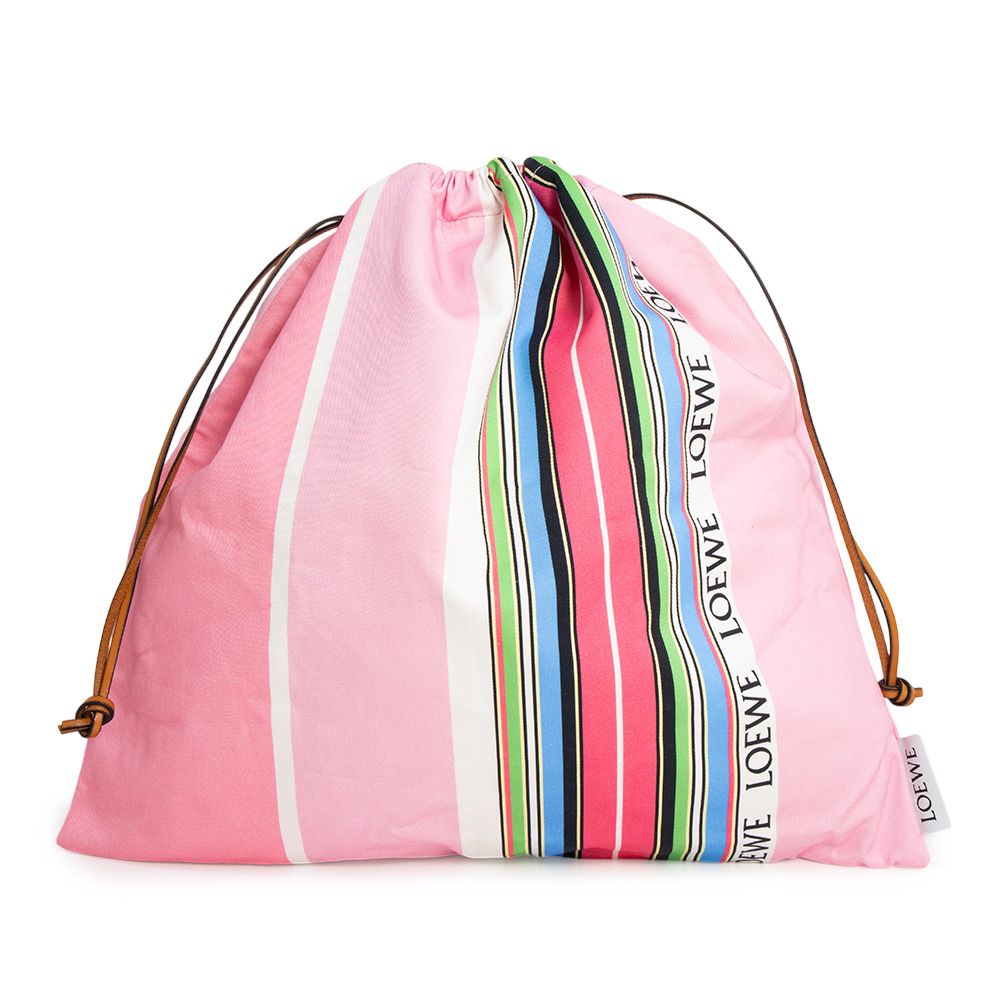 ロエベ ドローストリングポーチ ストライプ L 巾着バッグ キャンバス