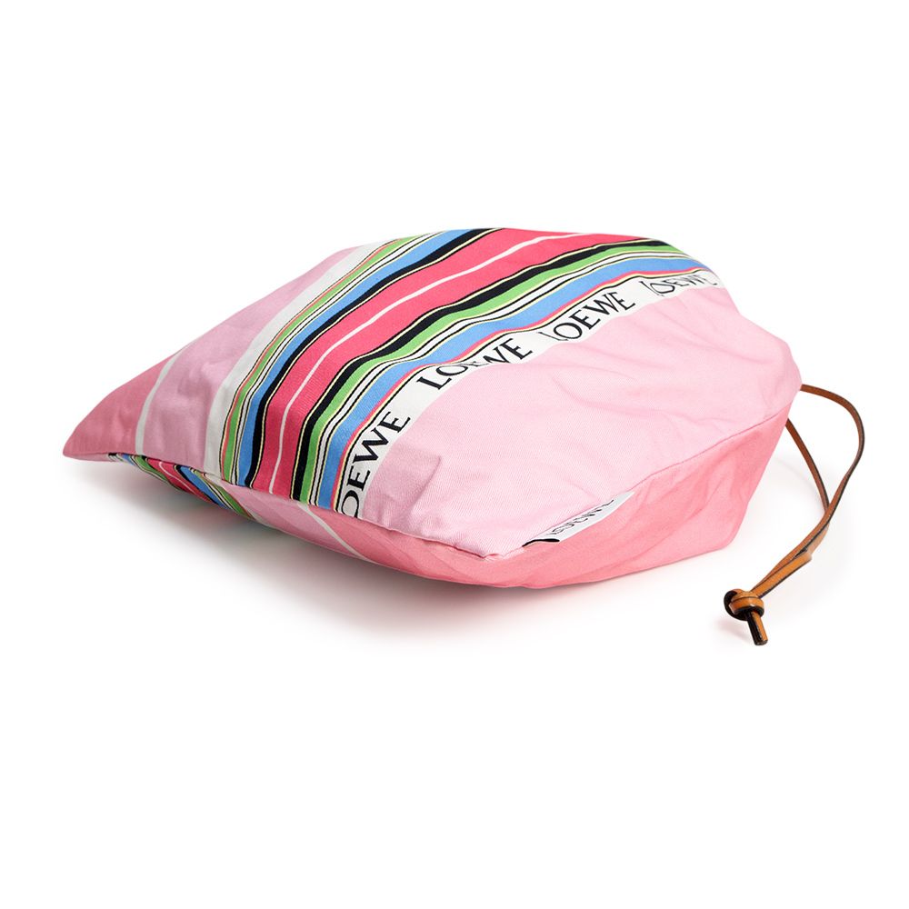 ロエベ ドローストリングポーチ ストライプ L 巾着バッグ キャンバス