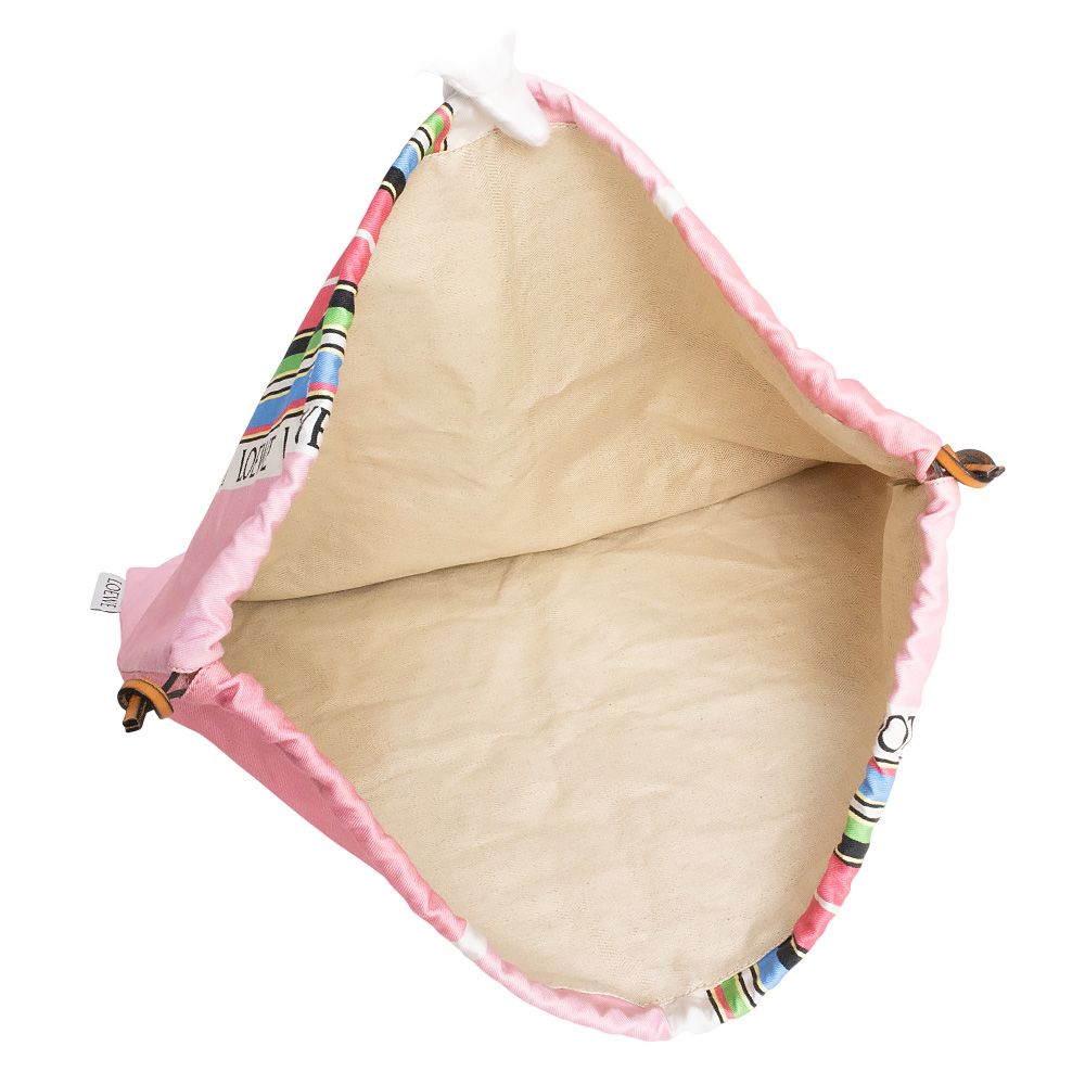 ロエベ ドローストリングポーチ ストライプ L 巾着バッグ キャンバス