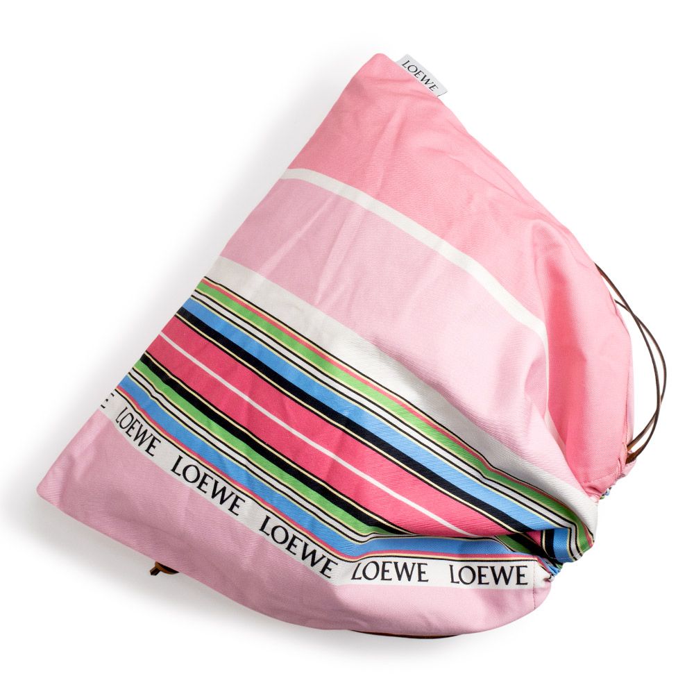 ロエベ ドローストリングポーチ ストライプ L 巾着バッグ キャンバス