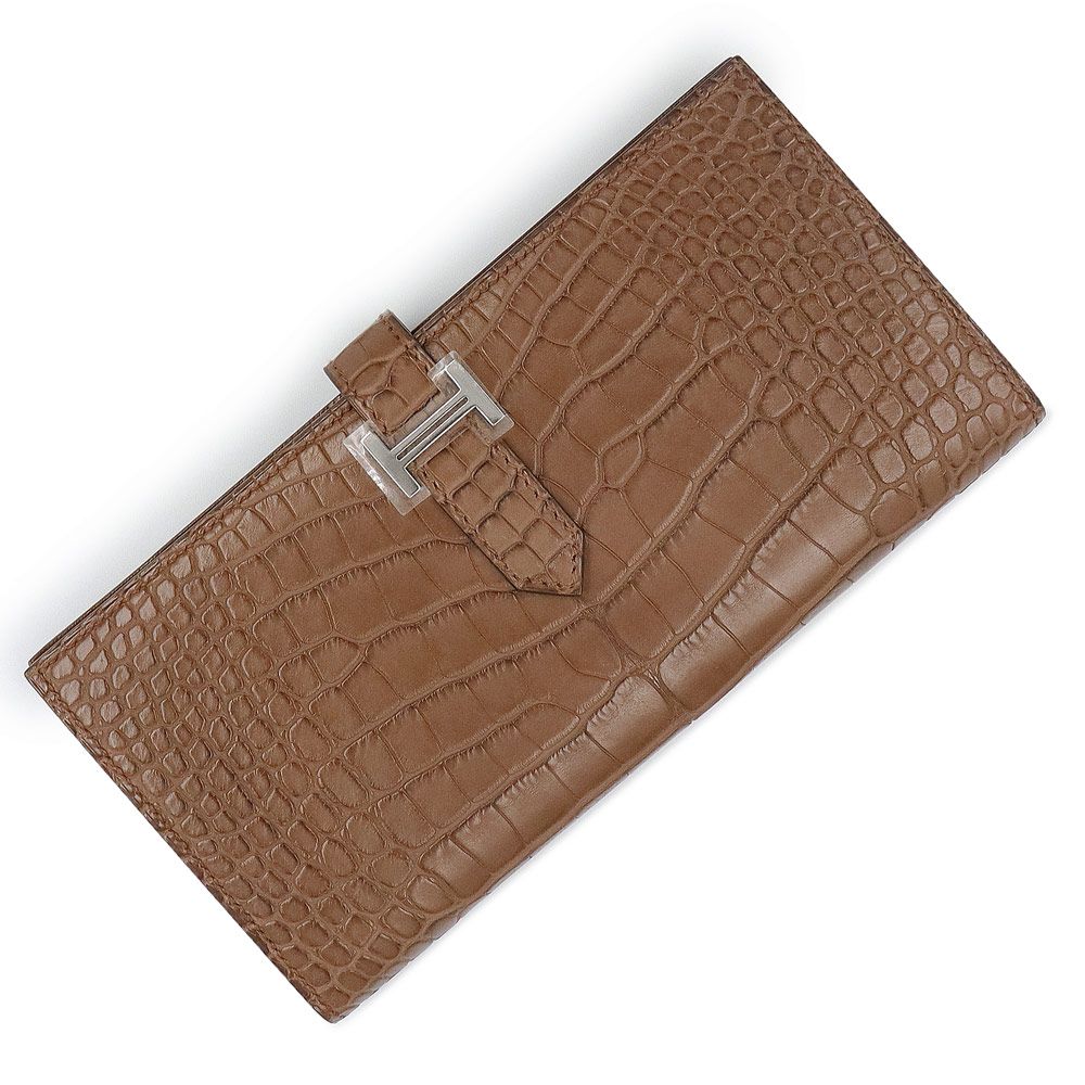 エルメス ベアン スフレ 二つ折り長財布 クロコダイル アリゲーター