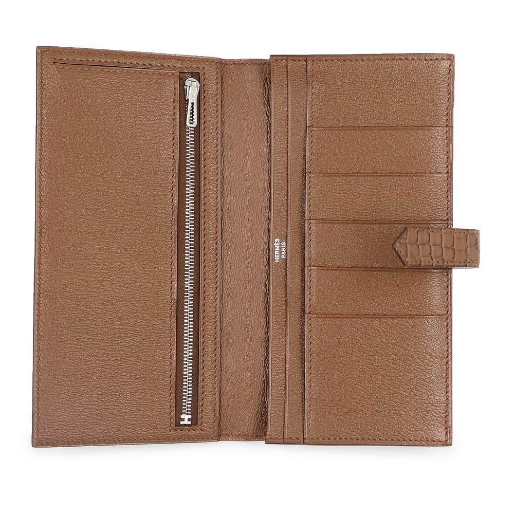 エルメス ベアン スフレ 二つ折り長財布 クロコダイル アリゲーター