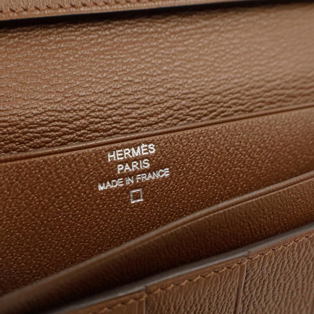 【未使用】エルメス アリゲーター マット ベアン スフレ 二つ折り長財布 エルメス ベアン スフレ グリーン/ゴールド金具 アリゲーターマット