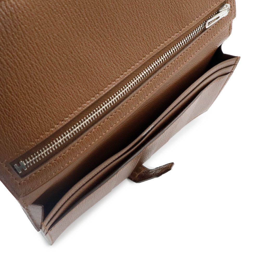 【未使用】エルメス アリゲーター マット ベアン スフレ 二つ折り長財布 Bearn エルメス 財布 ベアンスフレ アリゲーター マット ヴェール