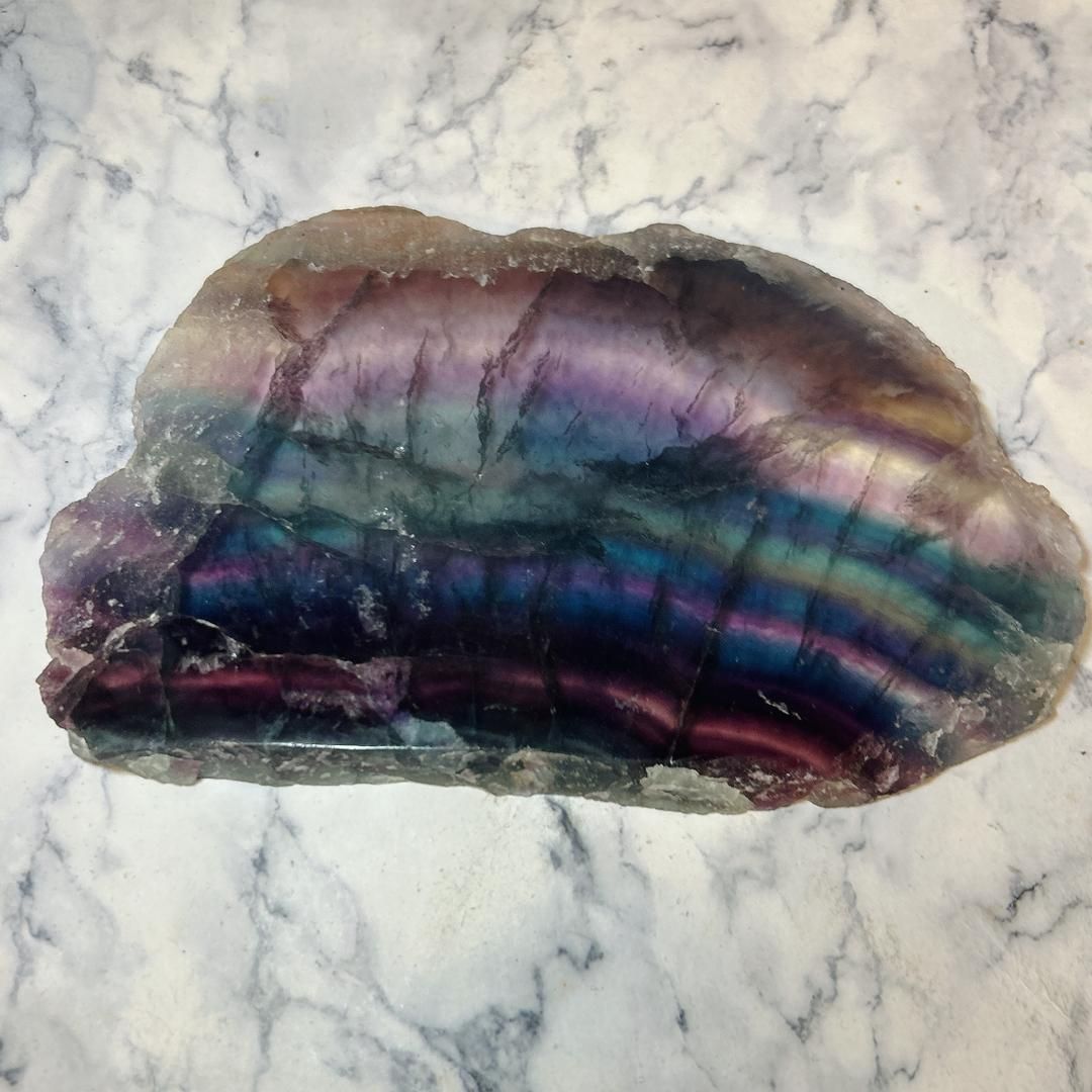 E17106】レインボーフローライト スライス 蛍石 グラデーション 虹色
