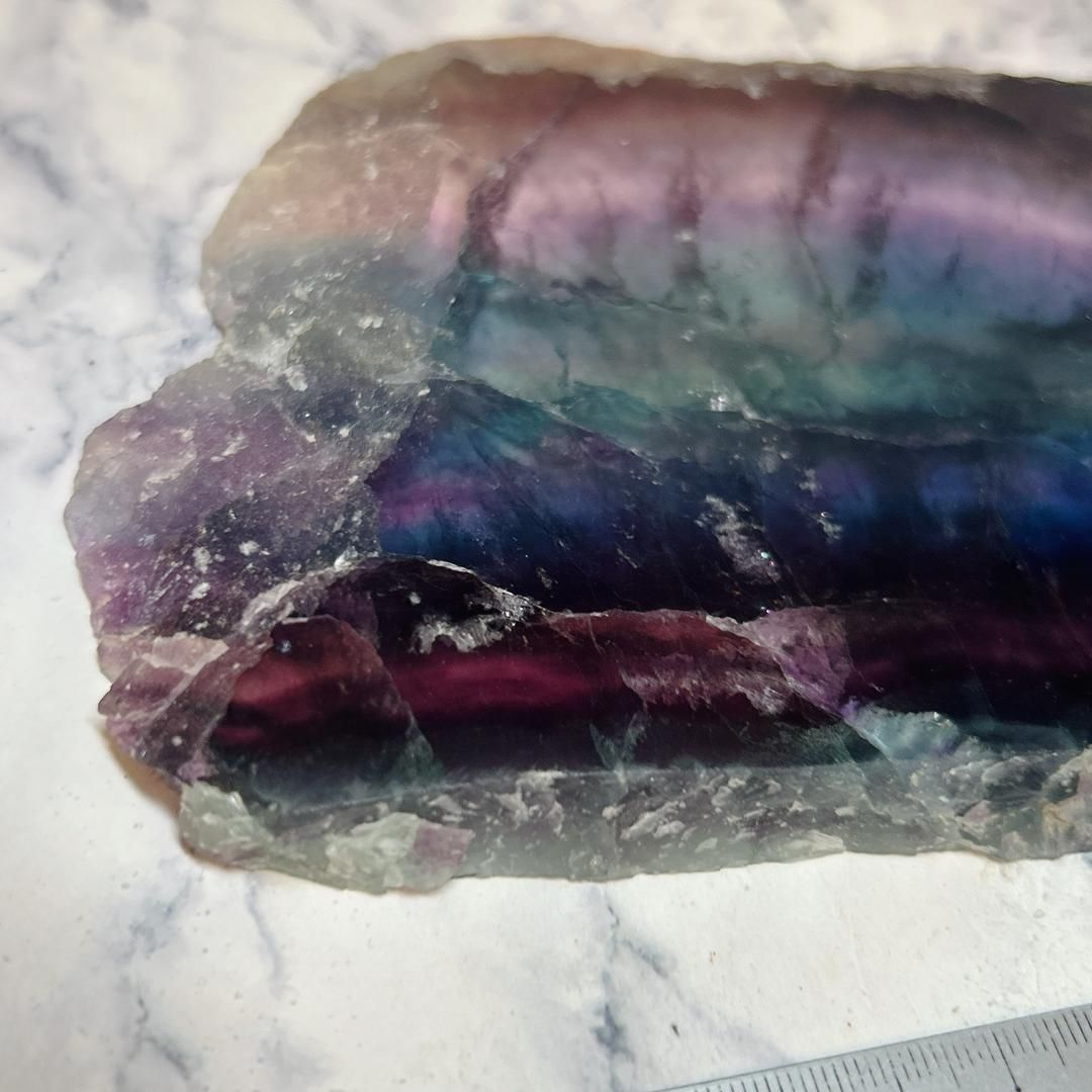 E17106】レインボーフローライト スライス 蛍石 グラデーション 虹色
