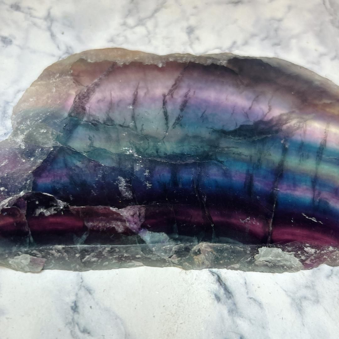 E17106】レインボーフローライト スライス 蛍石 グラデーション 虹色
