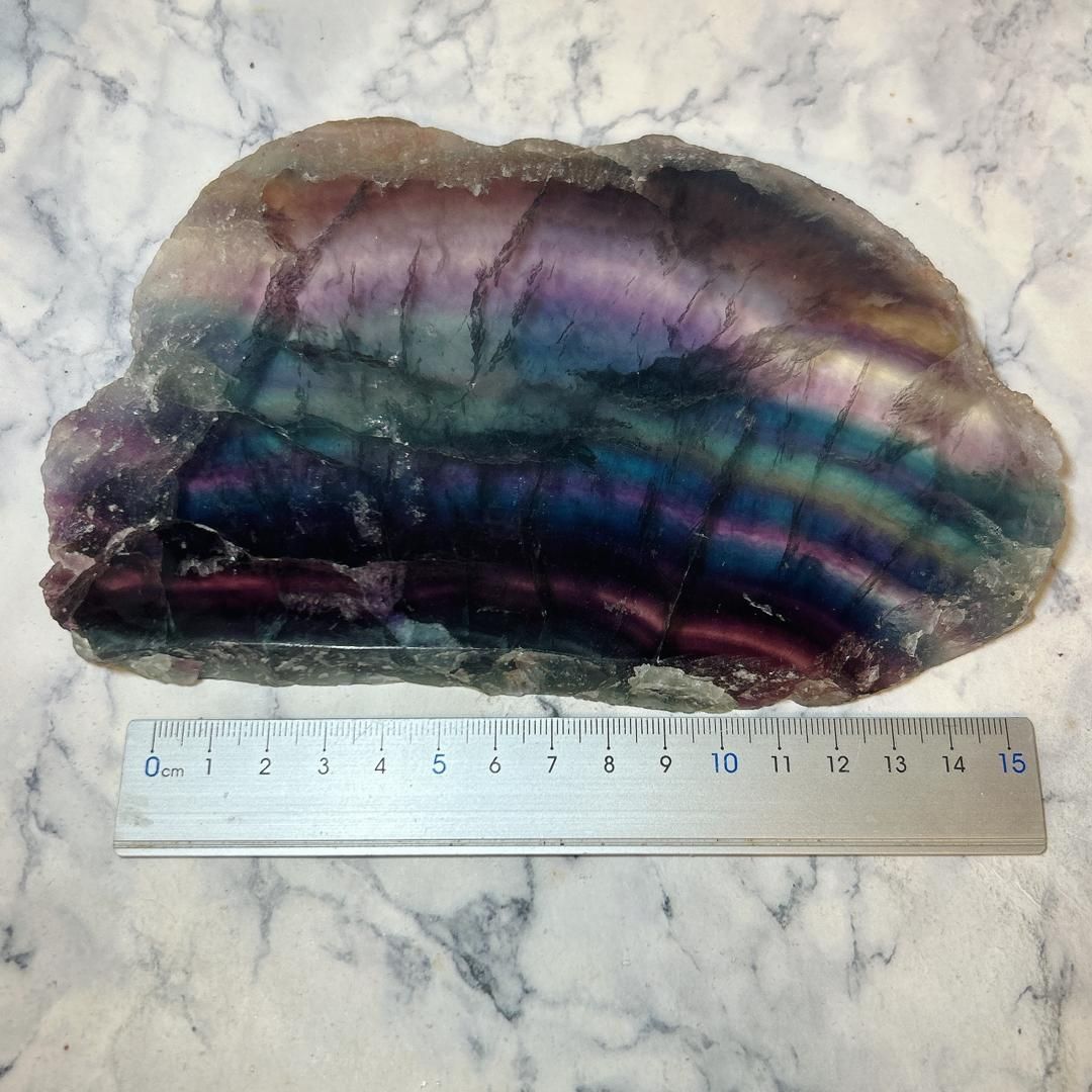 E17106】レインボーフローライト スライス 蛍石 グラデーション 虹色