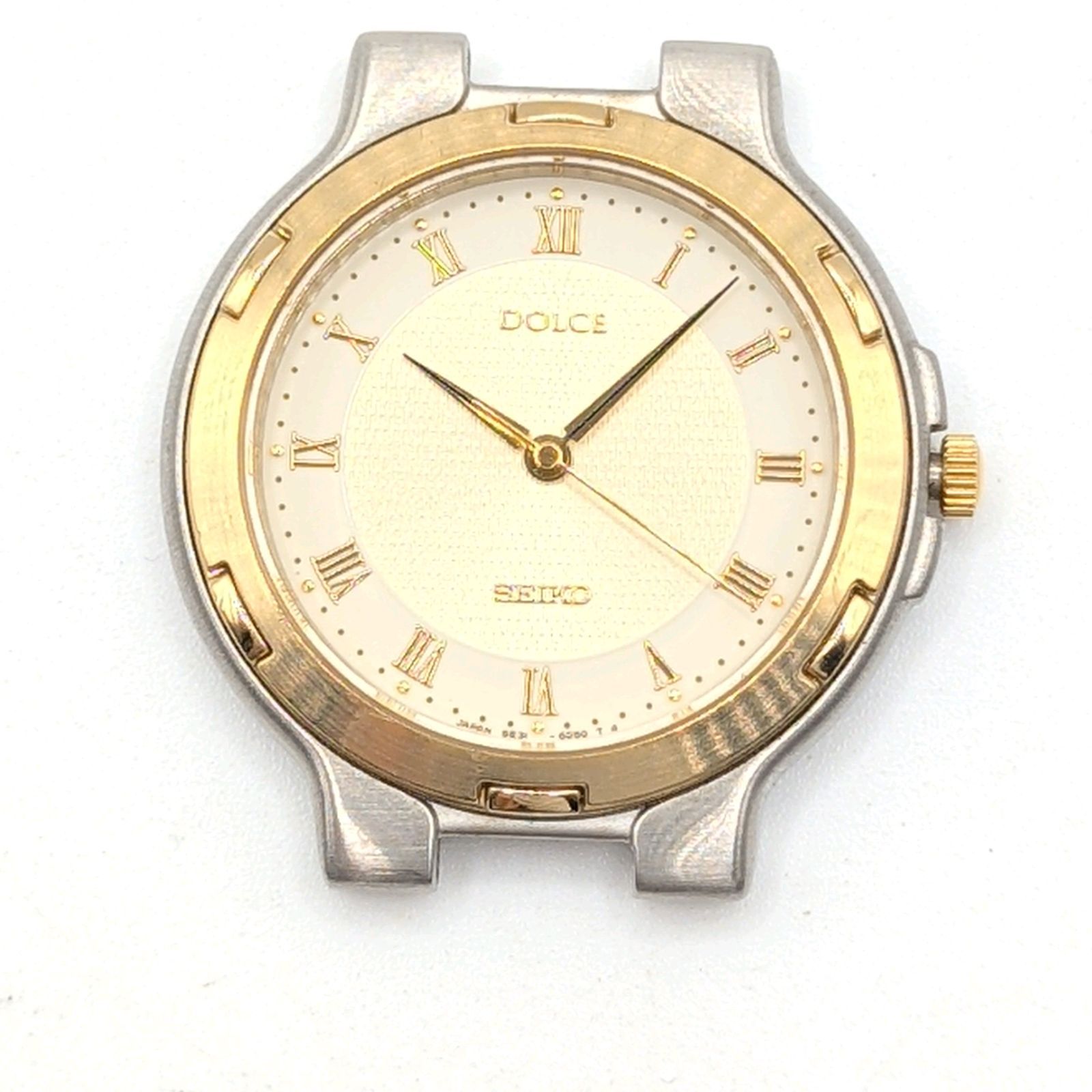 SEIKO Dolce 5E31-6D40 Watch QZ Men's Gold Dial Silver Y2K 00S