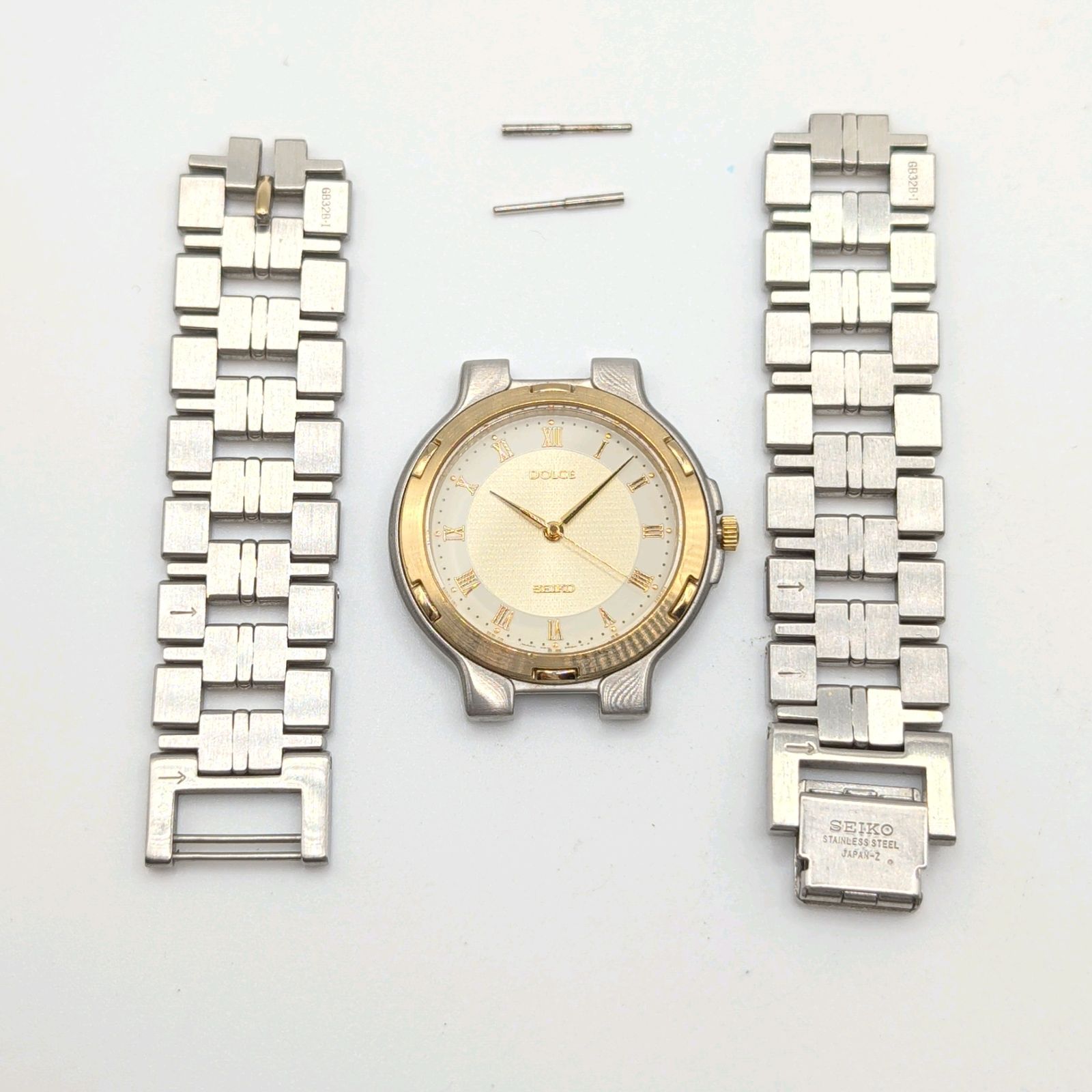 SEIKO Dolce 5E31-6D40 Watch QZ Men's Gold Dial Silver Y2K 00S