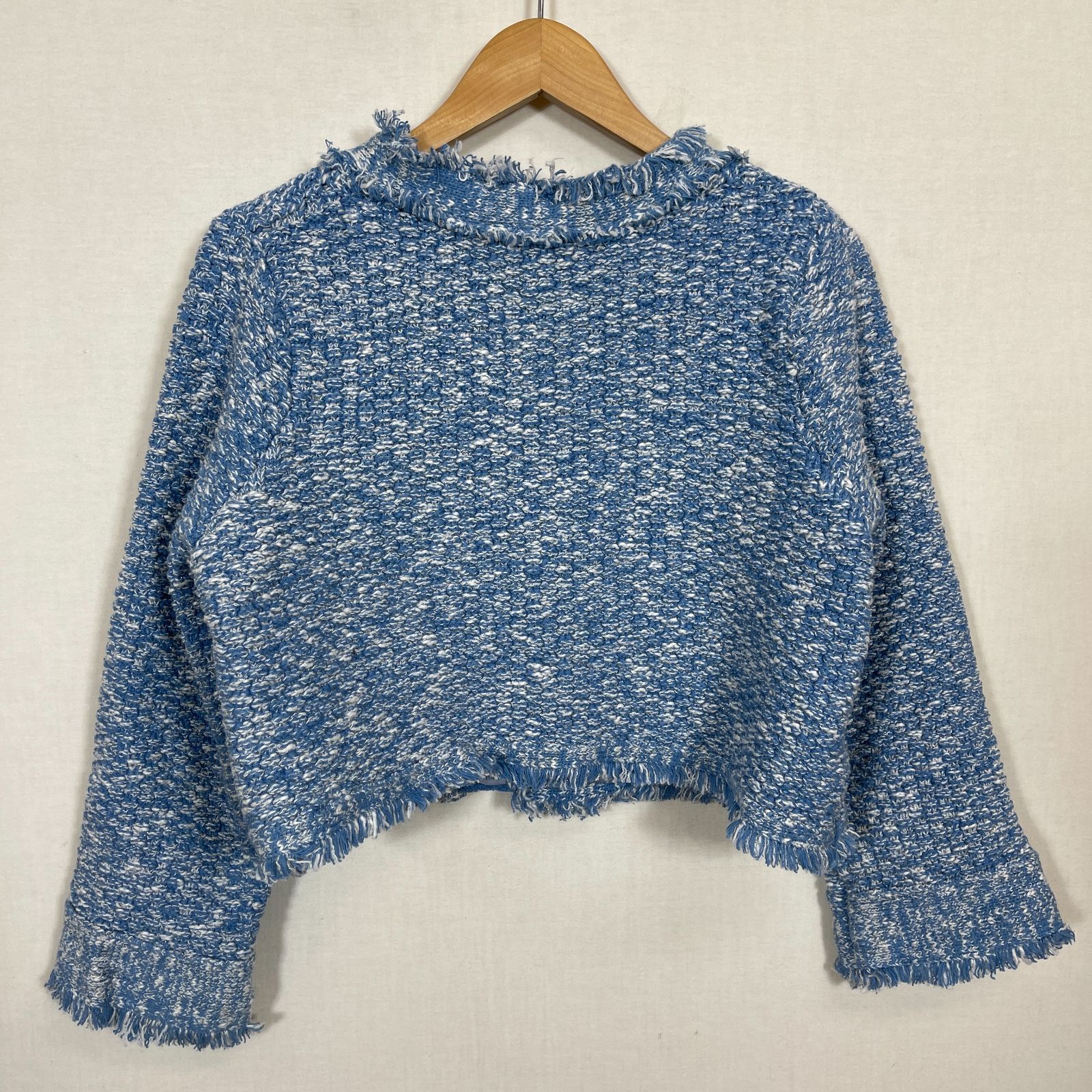 Shine Tweed Knitジャケット　シールームリン Sea Room Lynn ツイード ニットジャケット ライトブルー Shine Tweed