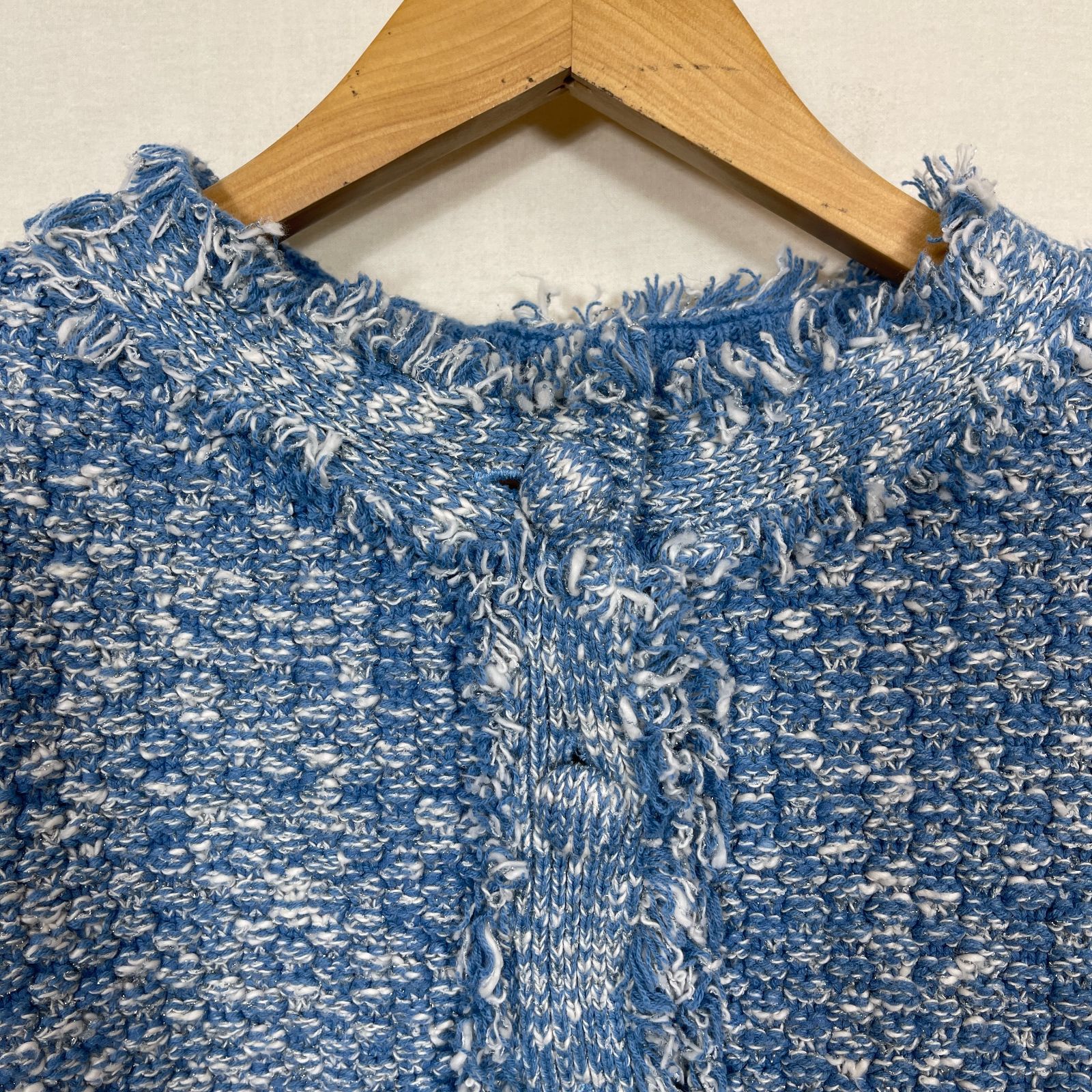 Sea Room Lynn ツイード ニットジャケット ライトブルー Shine Tweed