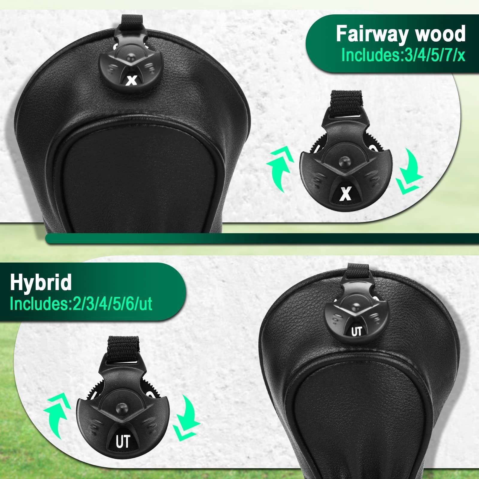 ブラック ゴルフ ファスナー ヘッドカバー ドライバー1 3 5 7 9