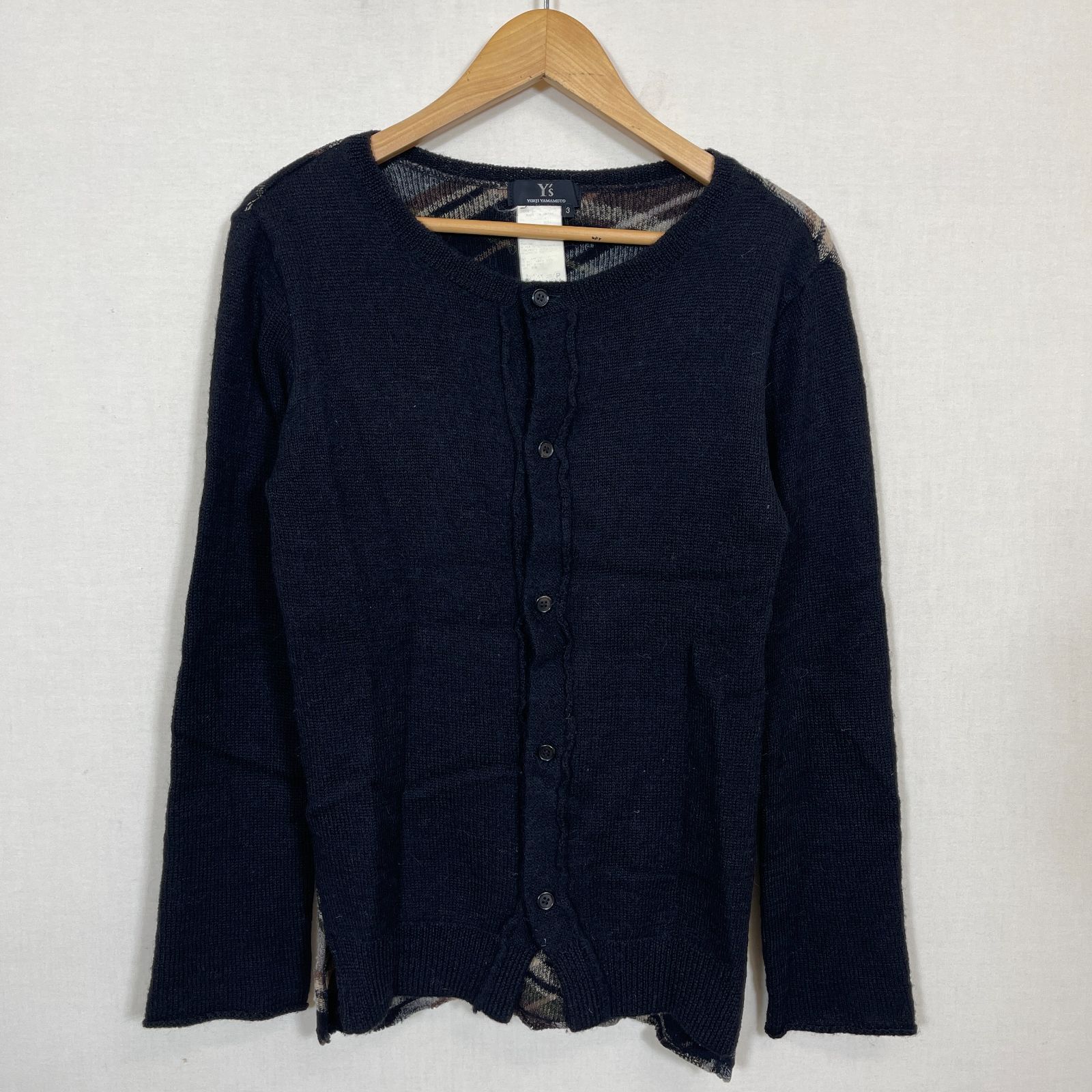 yohji yamamoto/Y's◆アルパカ混カーディガン◆ヨウジヤマモト Y's ヨウジヤマモト アルパカ混 ニットカーディガン 3 L相当 ブラック