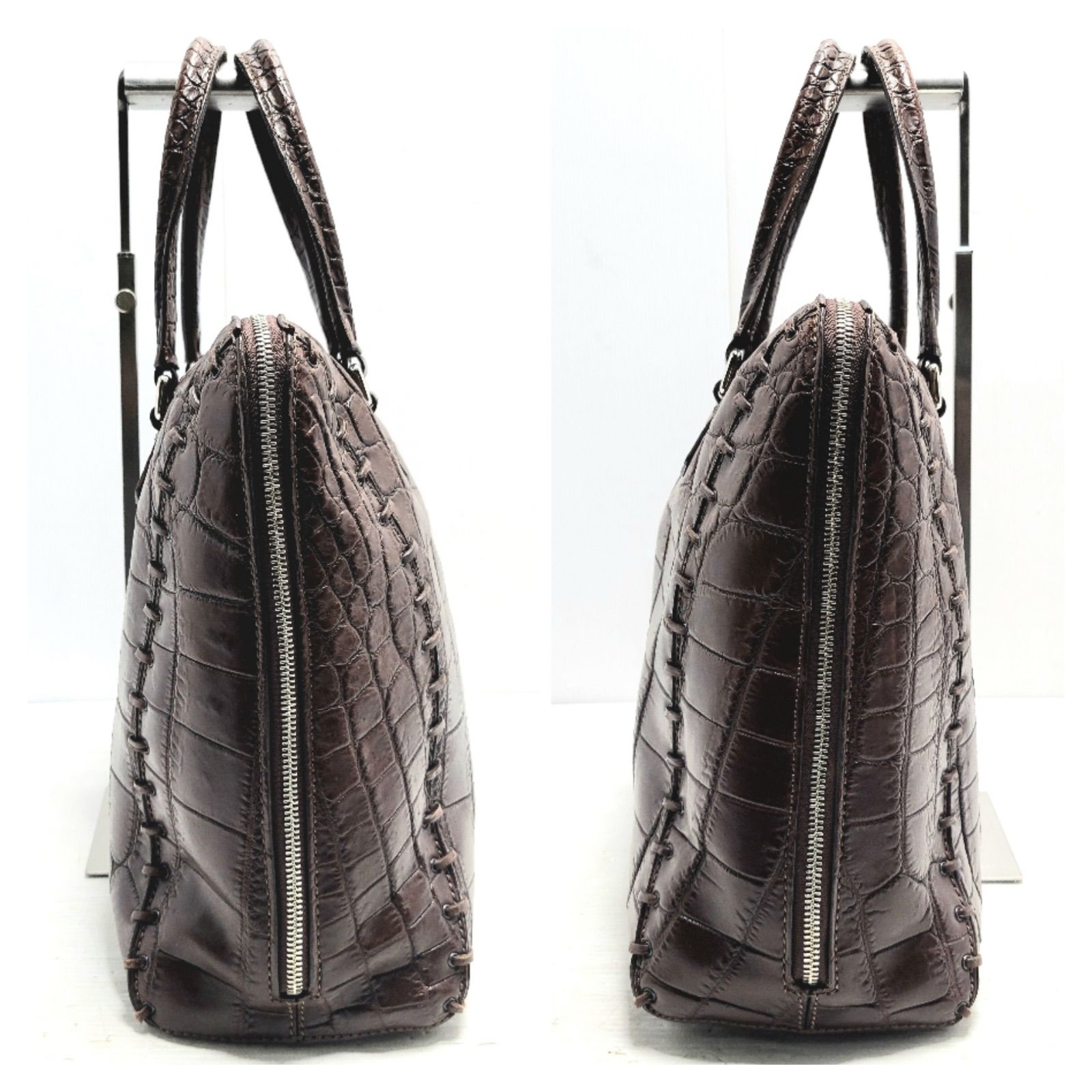 【美品】MAURO GOVERNA シャイニングクロコダイル ハンドバッグ imgrc0106722434.jpg