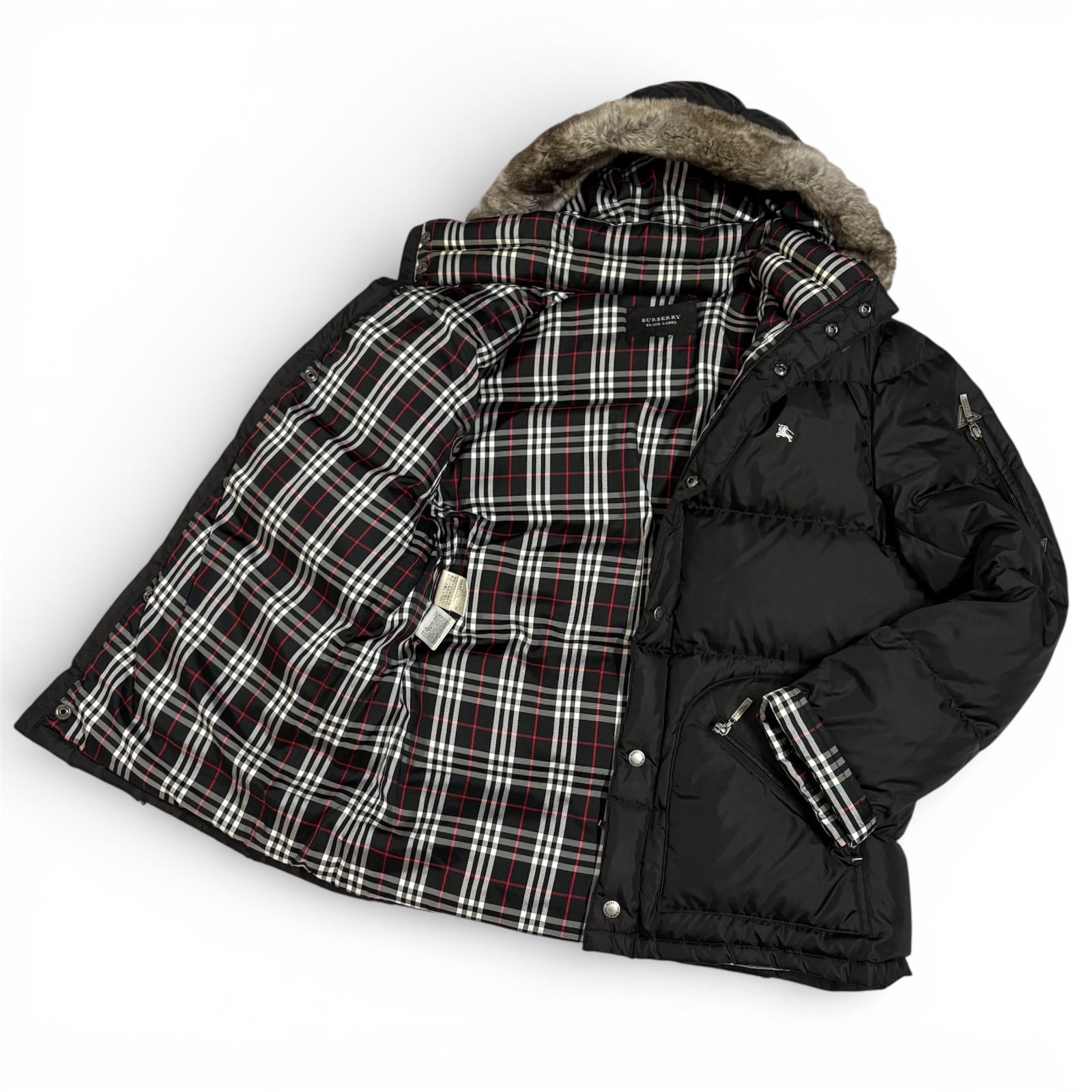BURBERY BLACK LABEL ナイロンジャケット ブラック ファー付き BURBERRY BLACK LABEL（バーバリーブラックレーベル） ファー付