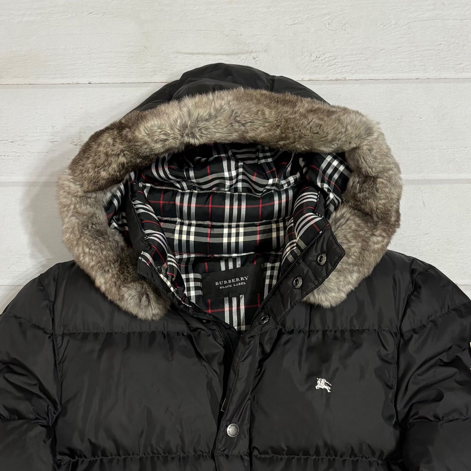 BURBERY BLACK LABEL ナイロンジャケット ブラック ファー付き BURBERRY BLACK LABEL（バーバリーブラックレーベル） ファー付