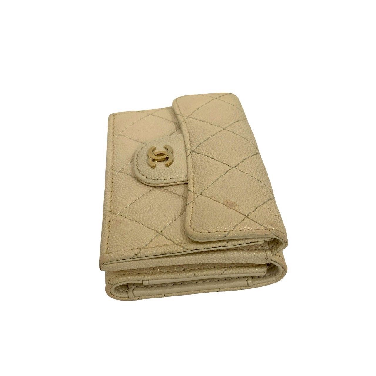 【美品】シャネル　3つ折り財布　財布　ココマーク　ベージュ　CHANEL シャネルミニウォレット☆ココマーク☆人気サイズ☆三つ折り (CHANEL