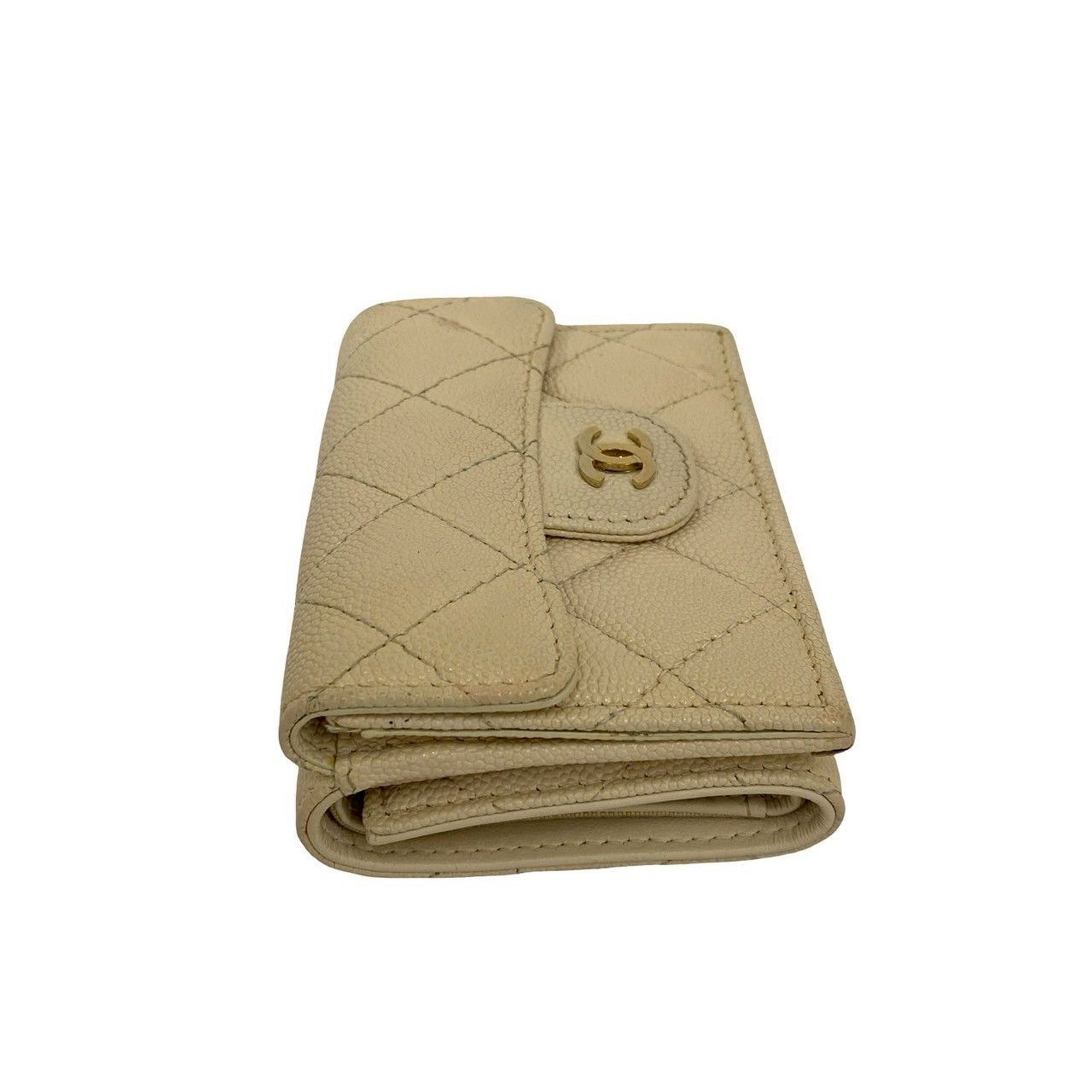 【美品】シャネル　3つ折り財布　財布　ココマーク　ベージュ　CHANEL シャネルミニウォレット☆ココマーク☆人気サイズ☆三つ折り (CHANEL