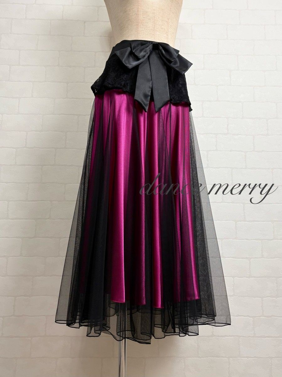 2点セット 新品 社交ダンス 黒 ピンク ベルト付き メッシュ パーティ