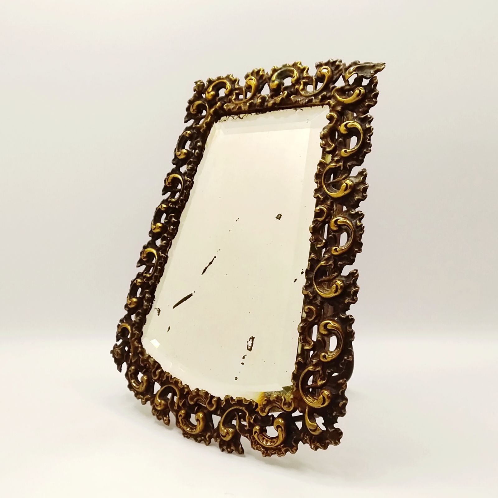 フランス アンティーク 鏡 スタンドミラー 19世紀 ロココフレーム 卓上