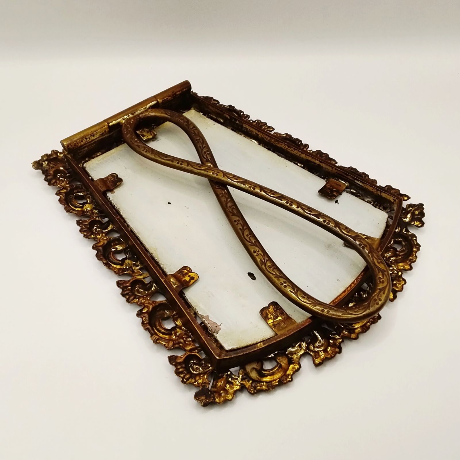 フランス アンティーク 鏡 スタンドミラー 19世紀 ロココフレーム 卓上