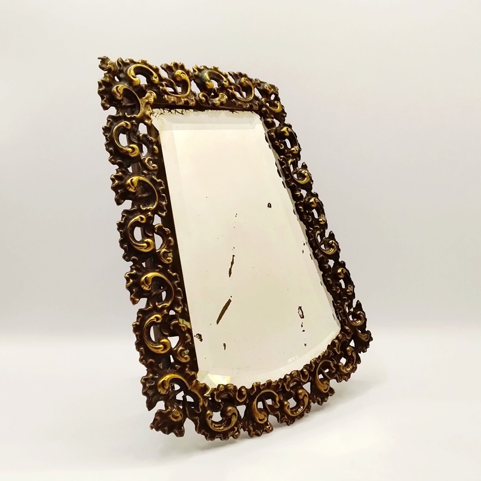 フランス アンティーク 鏡 スタンドミラー 19世紀 ロココフレーム 卓上