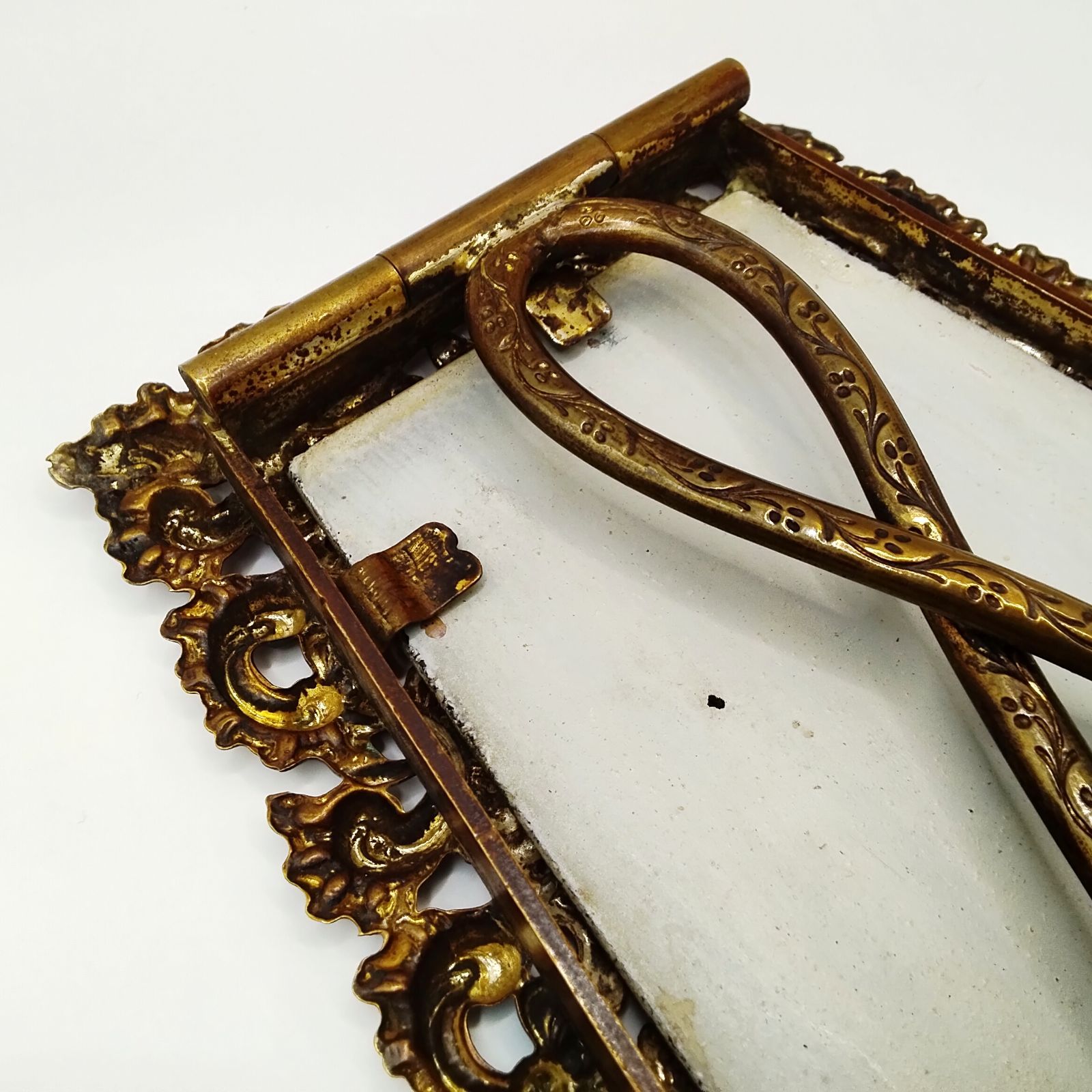 フランス アンティーク 鏡 スタンドミラー 19世紀 ロココフレーム 卓上