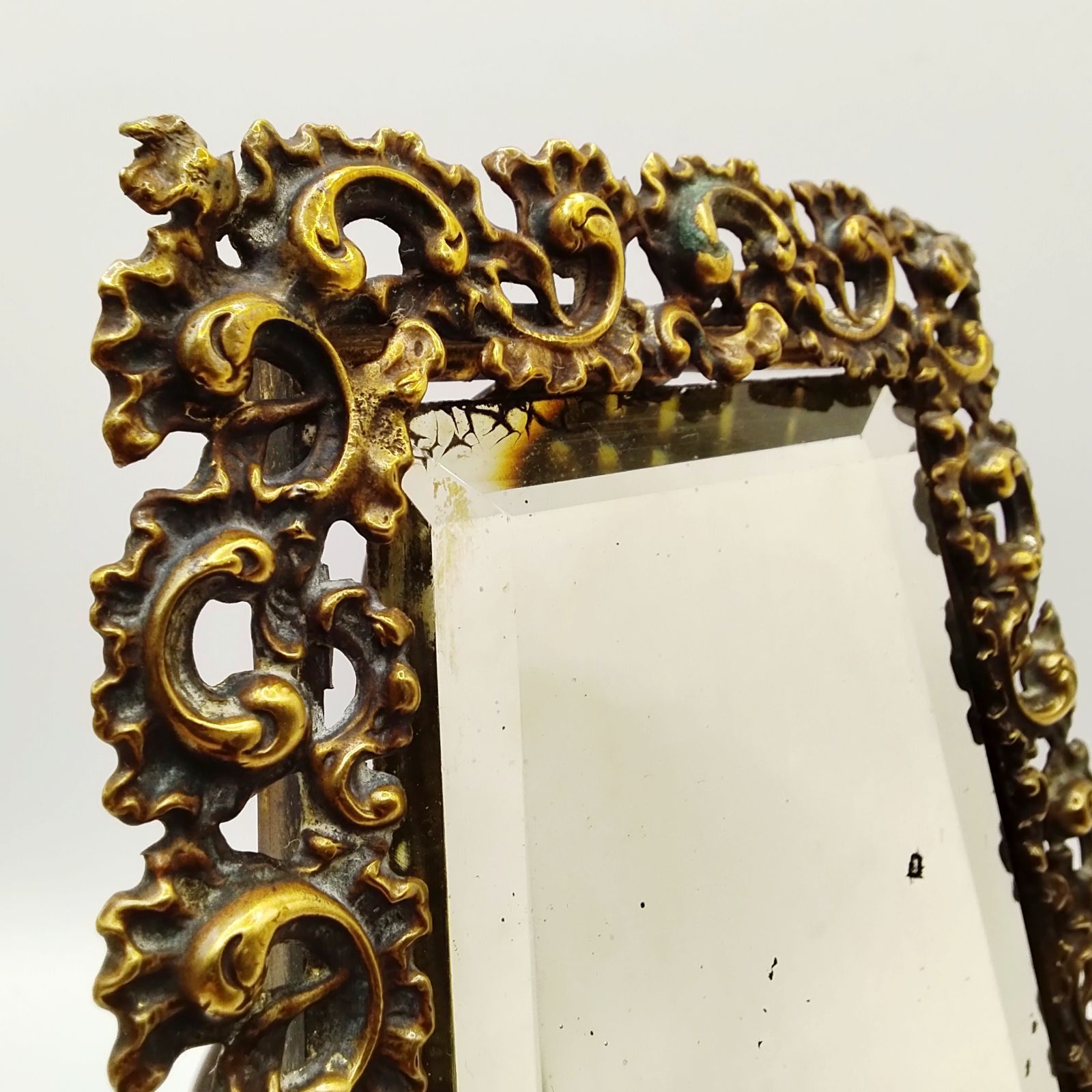 フランス アンティーク 鏡 スタンドミラー 19世紀 ロココフレーム 卓上