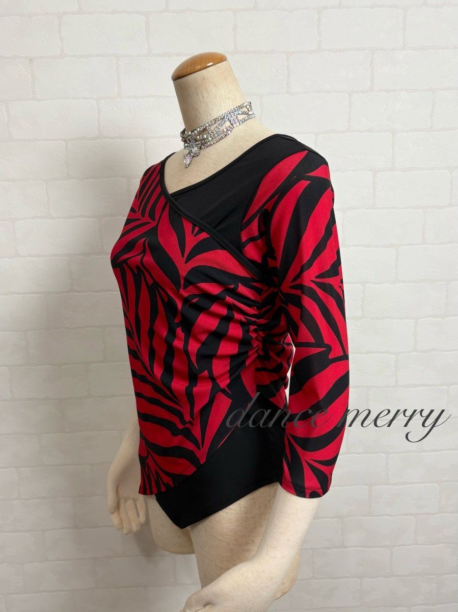 新品 社交ダンス 白 赤 ツーピース セットアップ パーティ 2914 タンゴ