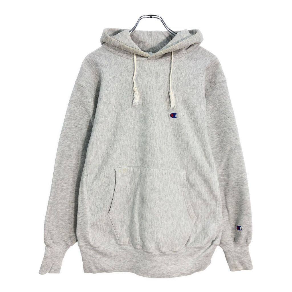 90年代 USA製 Champion チャンピオン ワンポイントロゴ REVERSE WEAVE リバースウィーブ パーカー グレー(メンズ L)中古 古着 V6756 90年代 USA製 Champion チャンピオン ワンポイントロゴ REVERSE WEAVE