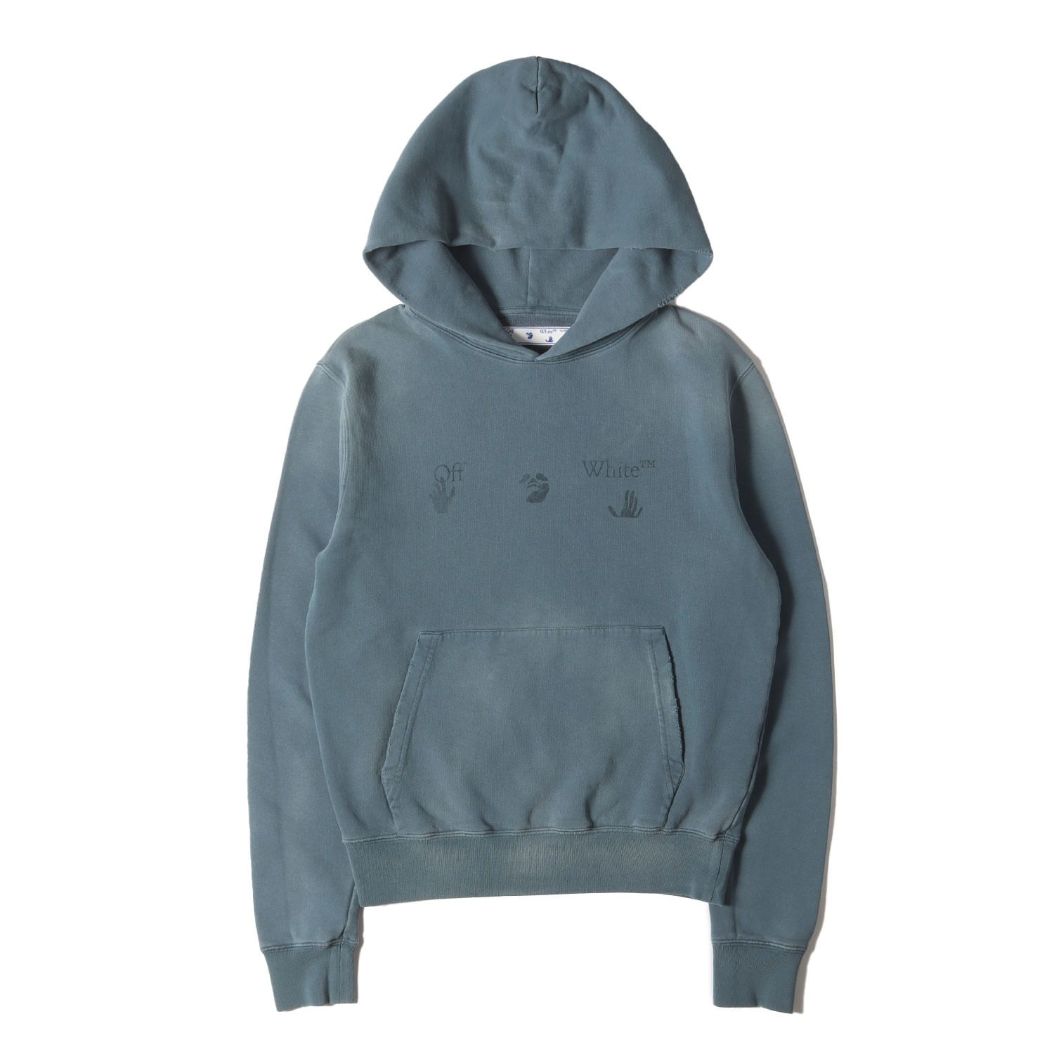 美品】OFF-WHITE オフホワイト パーカー チャコールグリーン サイズ:S 