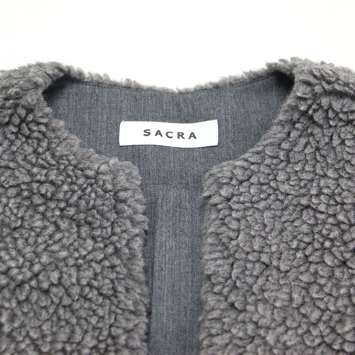 SACRA サクラ ボアプードル ファーベスト グレー ベスト SACRA（サクラ） ショートジレ プードルファー ショートベスト