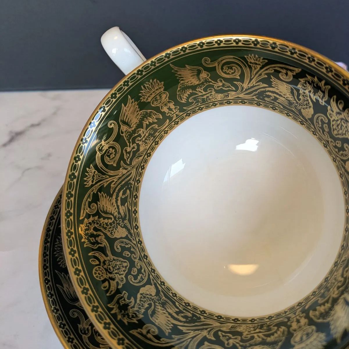 Wハンドル ウェッジウッド フロレンティーン アスラグリーン カップ