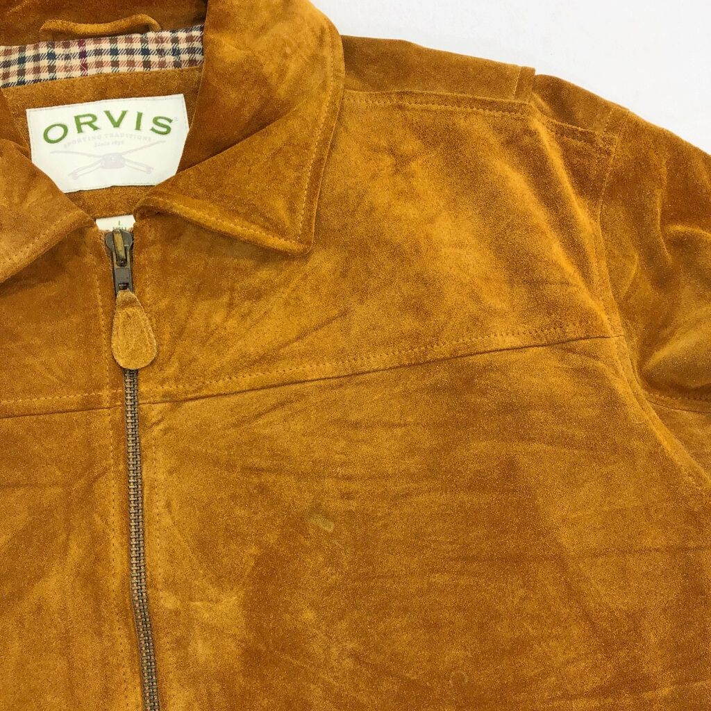 ORVIS オービス レザージャケット アウトドア ライトブラウン(メンズ L)中古 古着 V7448 ORVIS オービス レザージャケット アウトドア ライトブラウン(メンズ L
