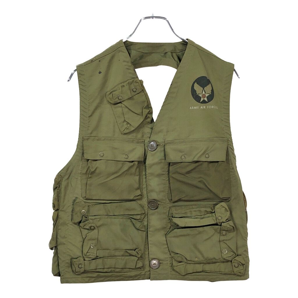 40年代 米軍実物 U.S.AIRFORCE USAF TYPE C-1 VEST ヴィンテージ ミリタリー オリーブ(メンズ M相当)中古 古着 V7489