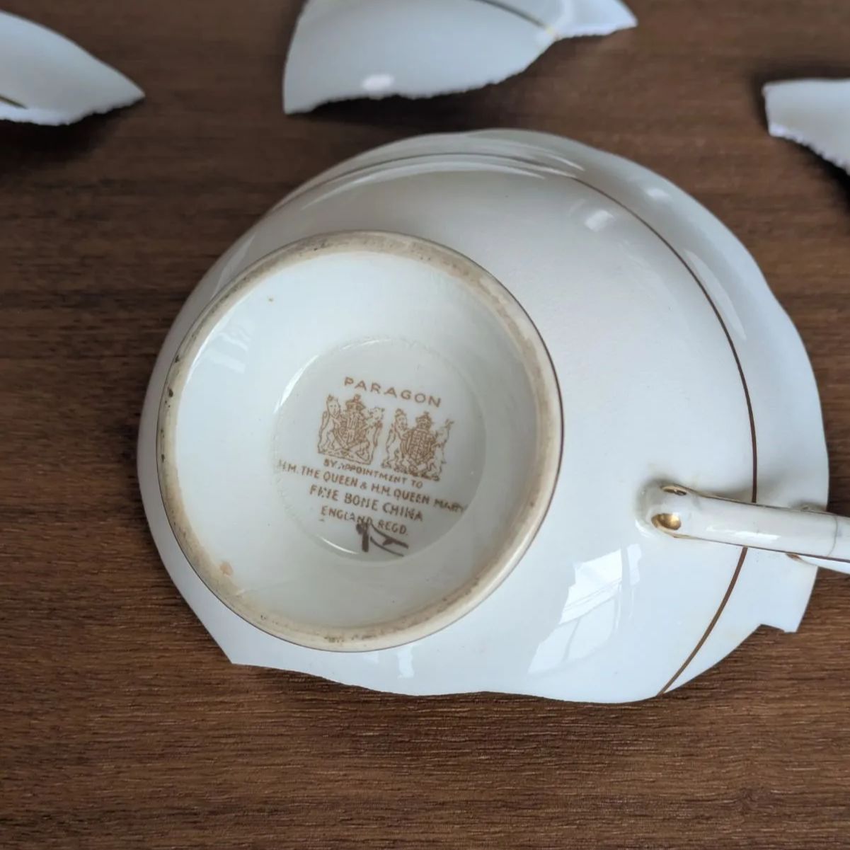 訳あり 金継ぎ用 パラゴン カップ＆ソーサー コバルト ピンクローズ