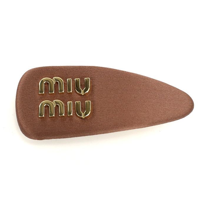 正規品 新品】MIU MIU ロゴ ヘアクリップ ブラウン ゴールド金具