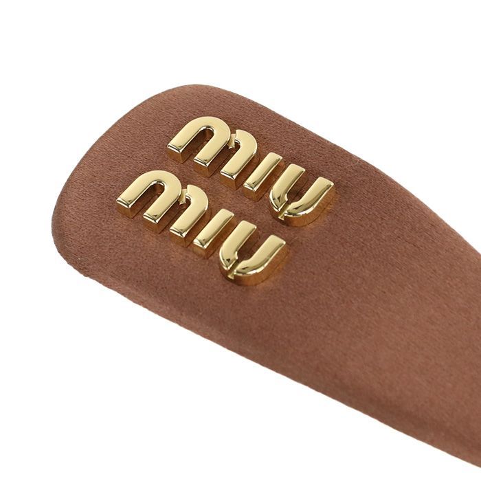 正規品 新品】MIU MIU ロゴ ヘアクリップ ブラウン ゴールド金具