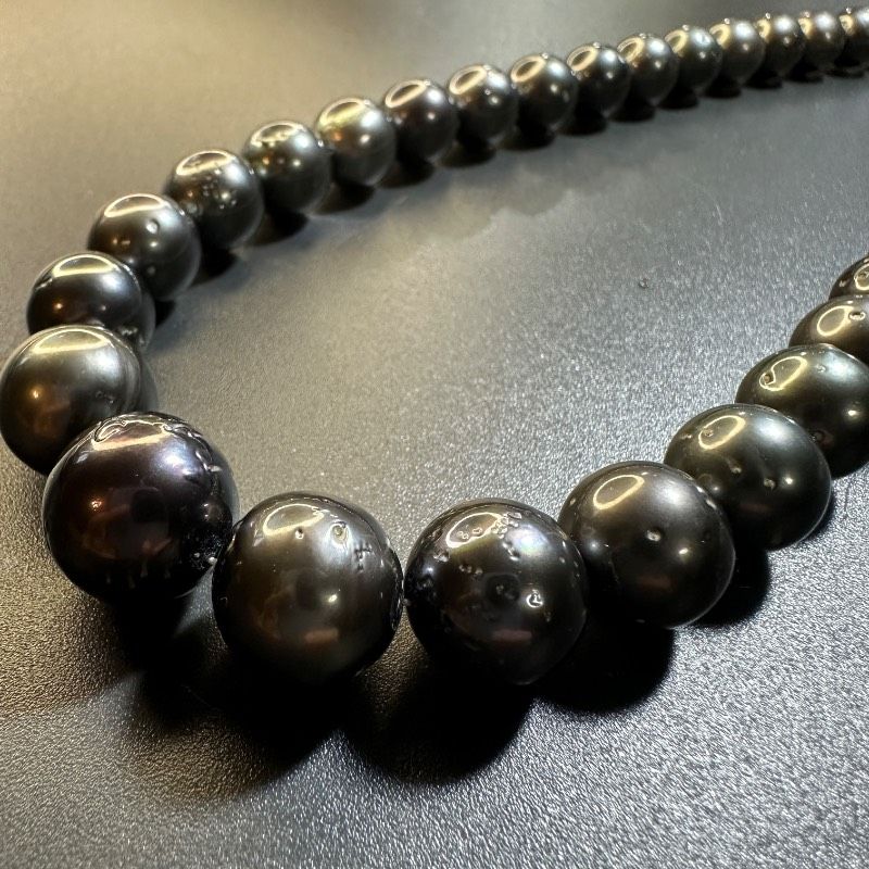 【希少・美品】黒蝶真珠 タヒチパール 15mm ブローチ シルバー枠 大粒 12-15mm 黒蝶真珠 タヒチパール ネックレス シルバー留具 約47cm