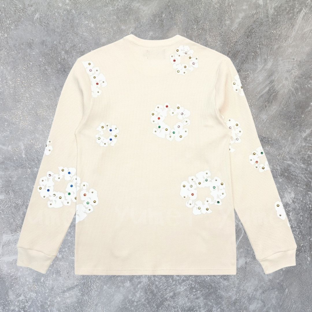 正規品 Denim Tears デニムティアーズ ホワイト 花柄 ラインストーン Denim tears ロンT