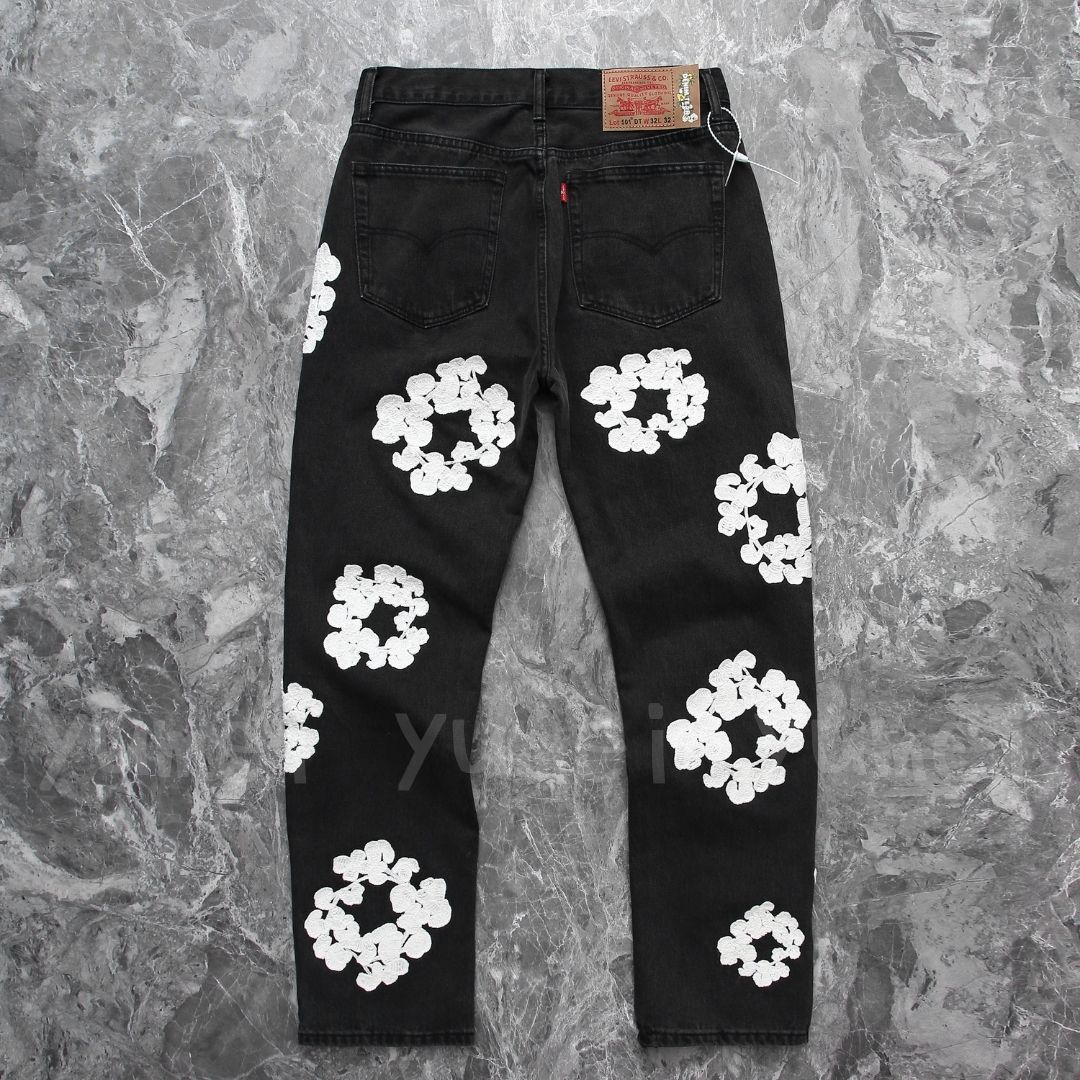 正規品 Denim Tears デニムティアーズ ×リーバイス ブラック 刺繍 花柄