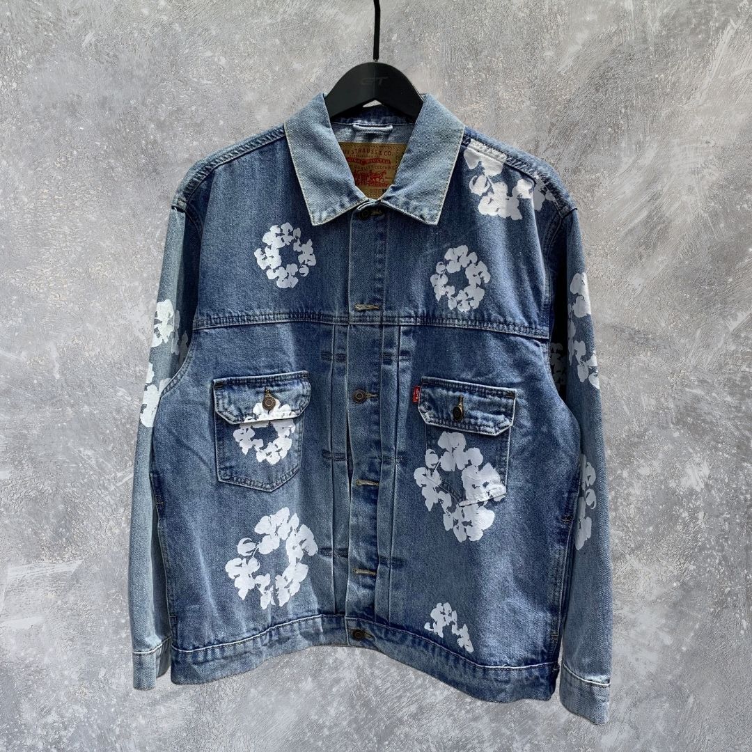 未使用級 DENIM TEARS x Levi's デニムジャケット 花柄XL 正規品 Denim Tears デニムティアーズ ×リーバイス ブルー 花柄 デニム