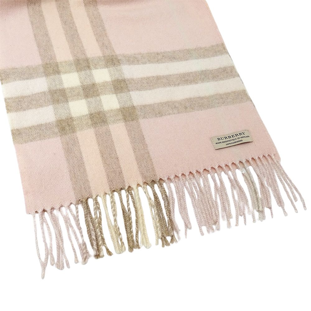 美品 BURBERRY ピンク ベージュ カシミヤ100% バーバリー BURBERRY マフラー レディース ブランド ストール カシミヤ