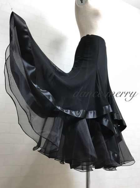 新品 豪華 社交ダンス 黒 スカート クイック パーティ ワルツ タンゴ