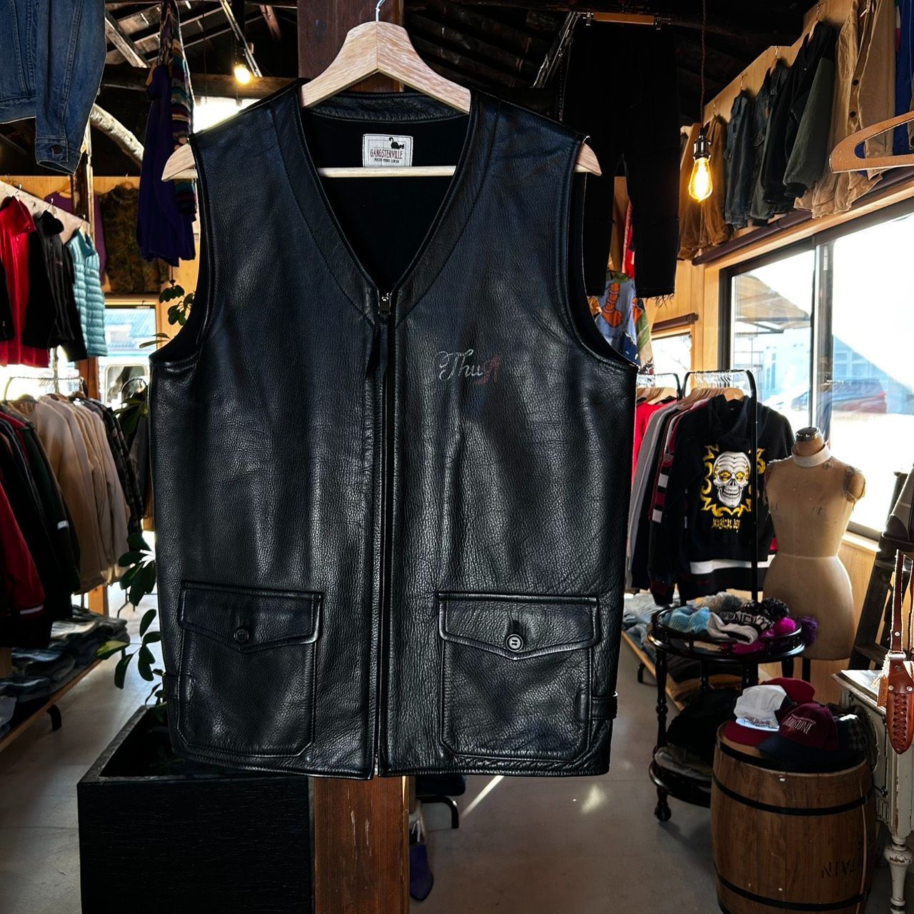 GANGSTERVILLE ギャングスタービル COW LEATHER VEST カウ レザー