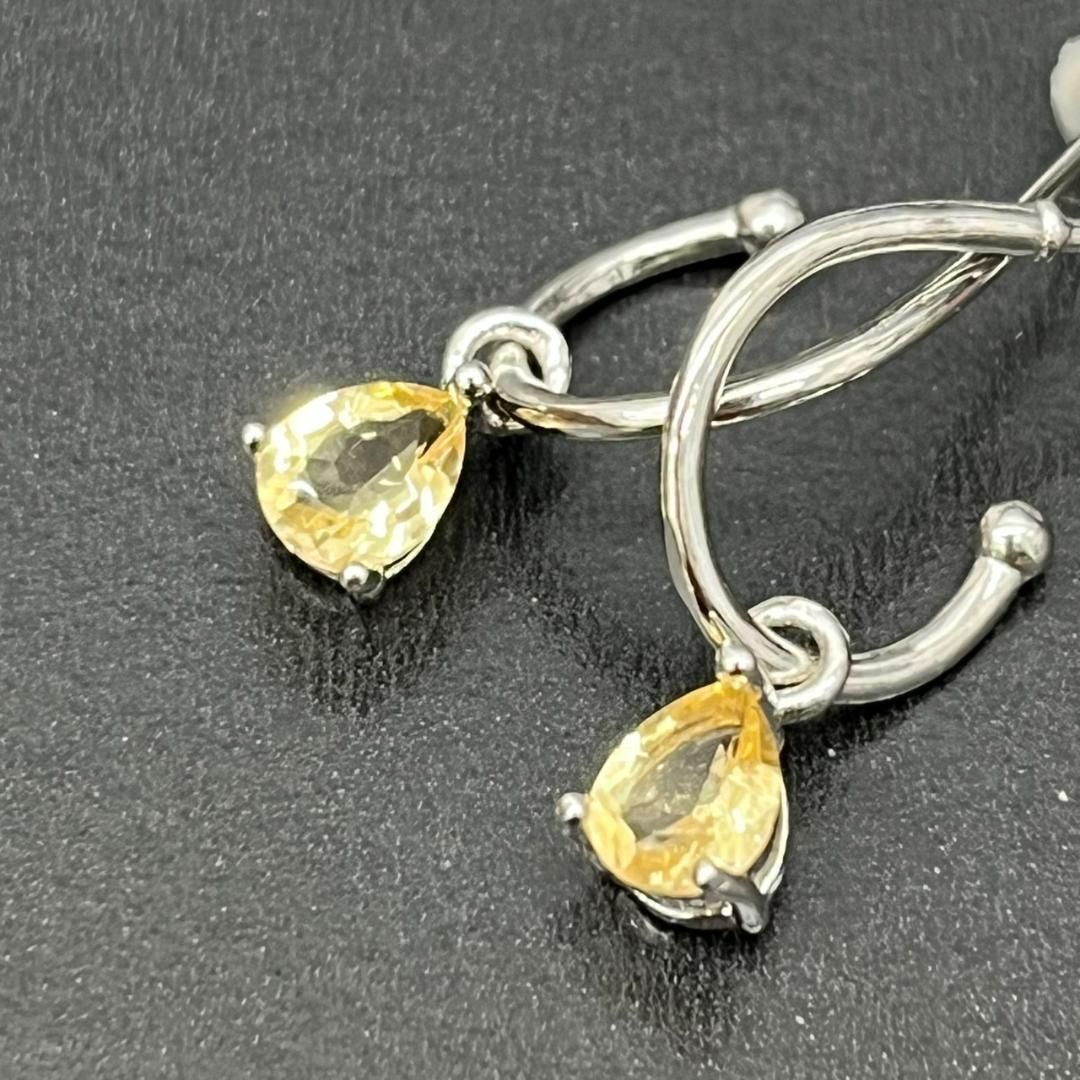110：11月誕生石☆シトリン Citrine SV925 ピアス 天然石 黄水晶